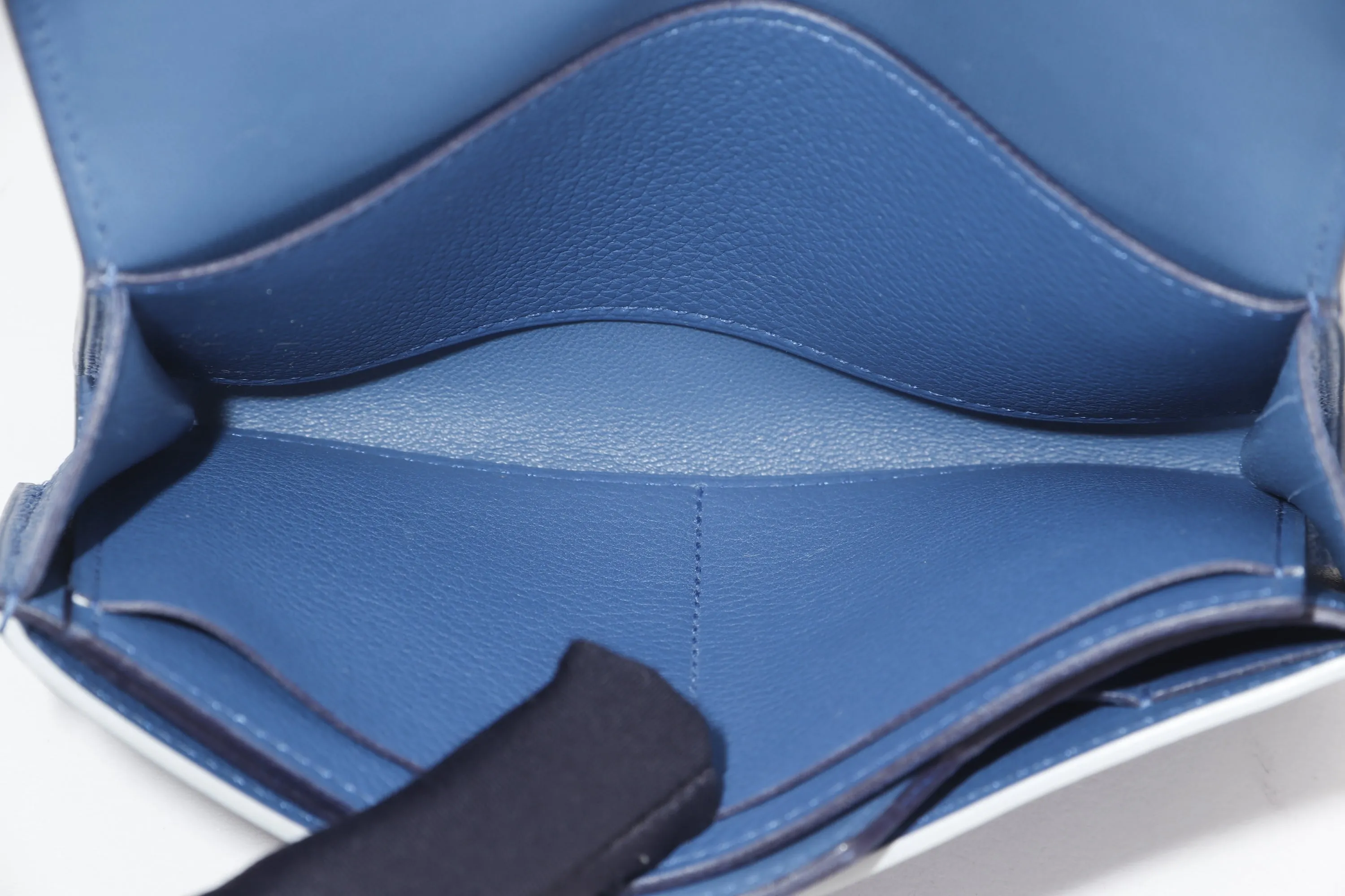 HERMES PASSAN COMPACT WALLET [STAMP X (2016)] BLUE AGATE, EVERCOLOR LEATHER, WITH BOX
