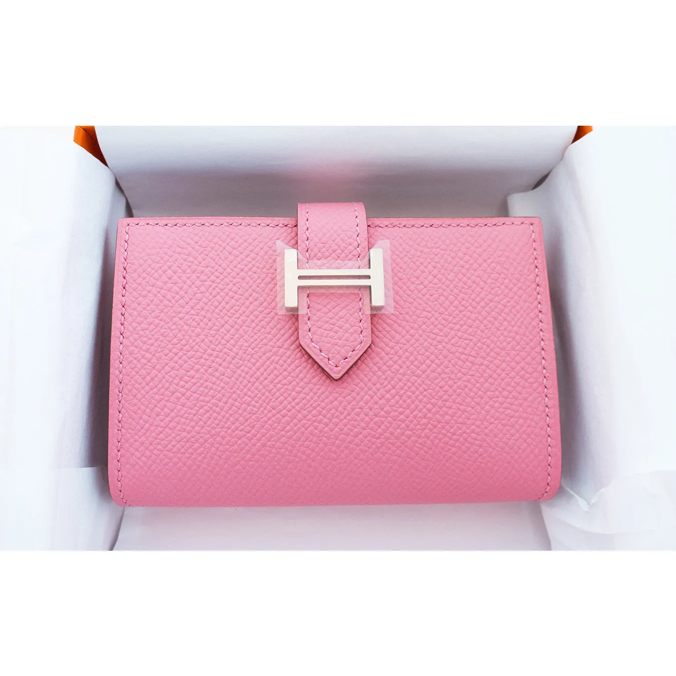 Hermes Rose Confetti Pink Bearn Compact Card-Holder Wallet Case Perfect Gift!