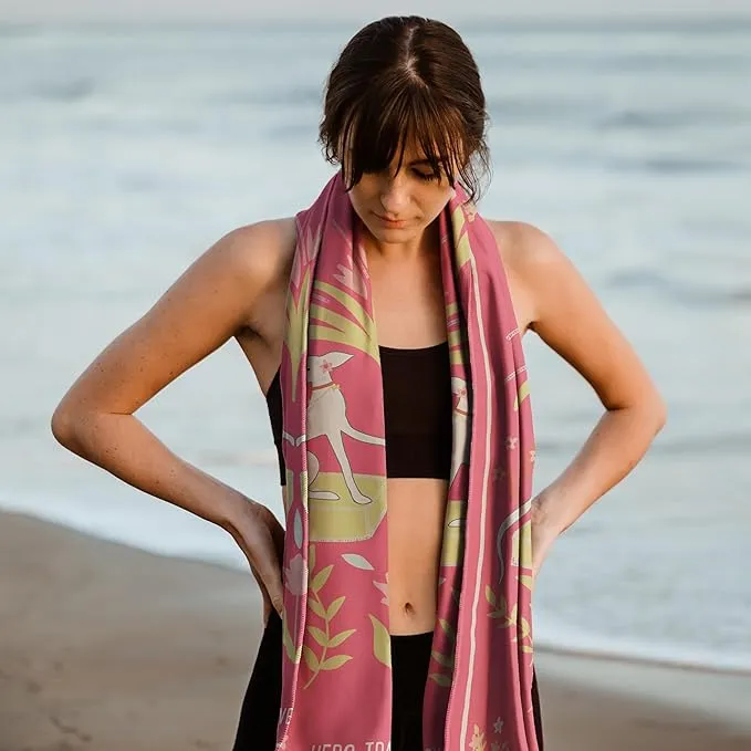 Hero Microfiber Large Beach Towel Compact for Travel (Stay Pawsitive, 40" x 72")