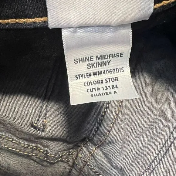 Hudson Shine Midrise Skinny Dark Denim Jeans 25