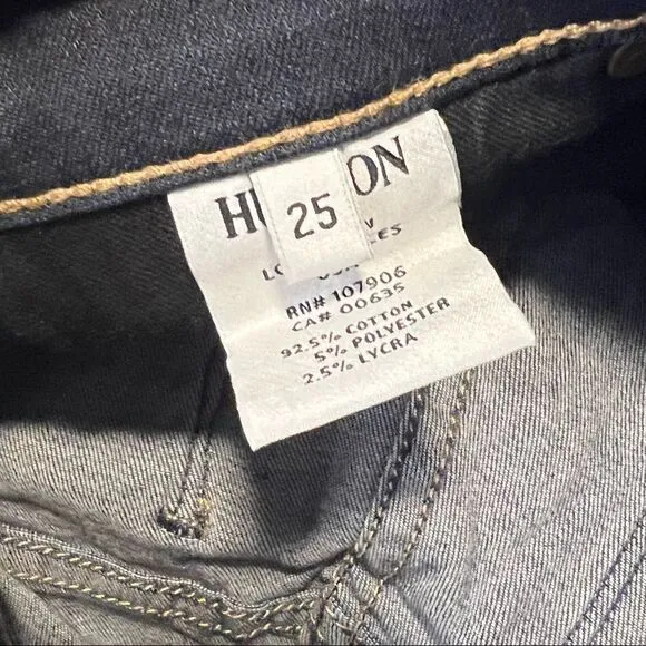 Hudson Shine Midrise Skinny Dark Denim Jeans 25