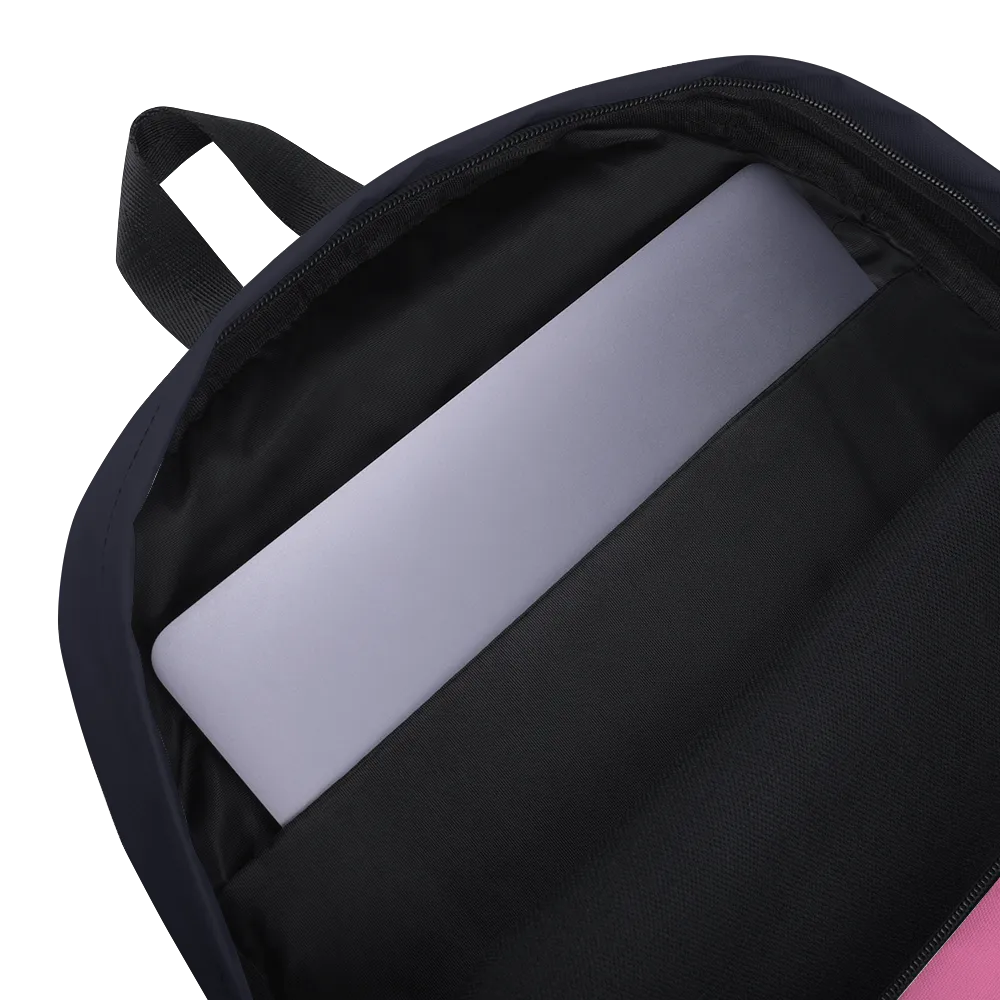 I Love Pink (Esperanza - Raising Dion) Pink on Navy Backpack
