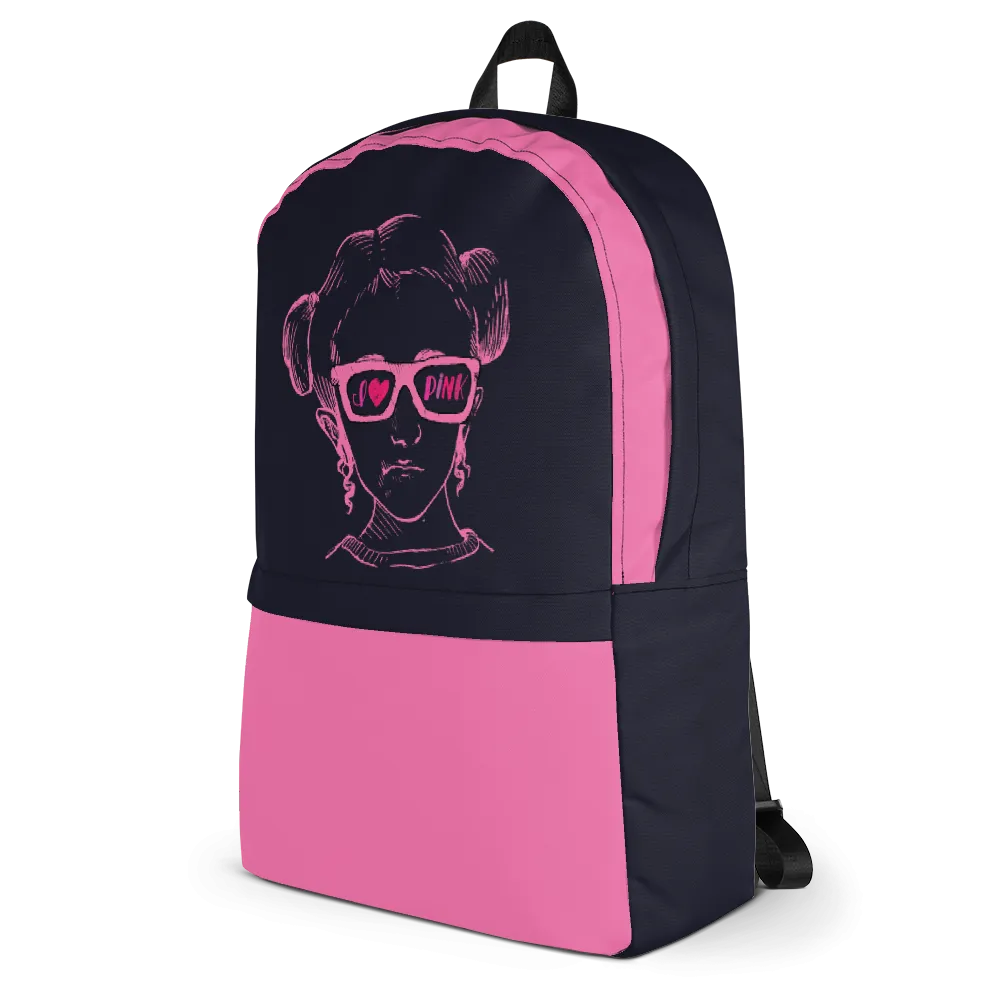 I Love Pink (Esperanza - Raising Dion) Pink on Navy Backpack
