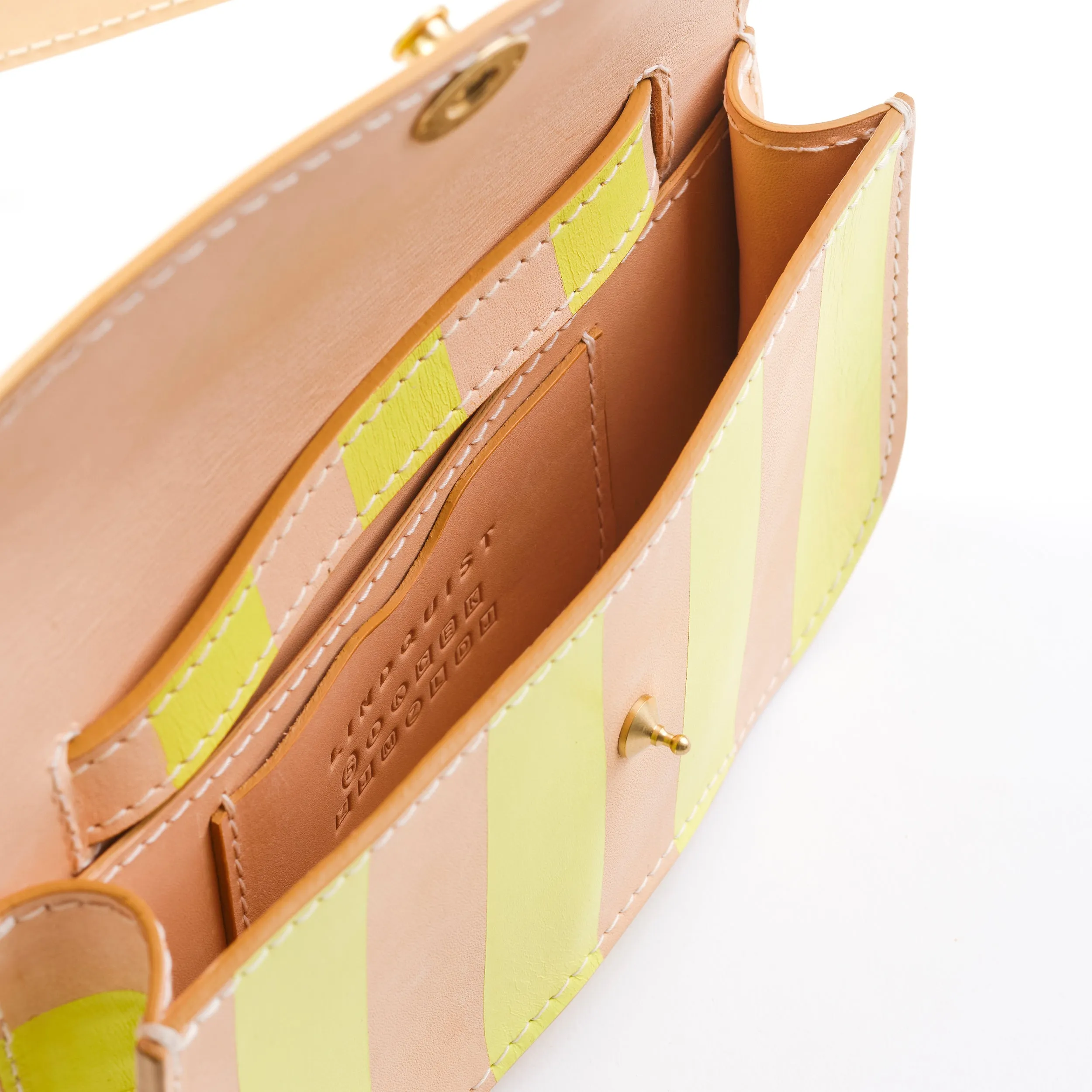 Island Stripe Faba in Vachetta and Neon Green