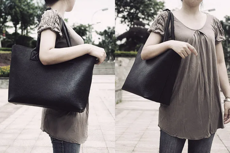 Italian Vegetable Tanned Leather Tote Bag, Women Shopper BagShoulder Bag D013