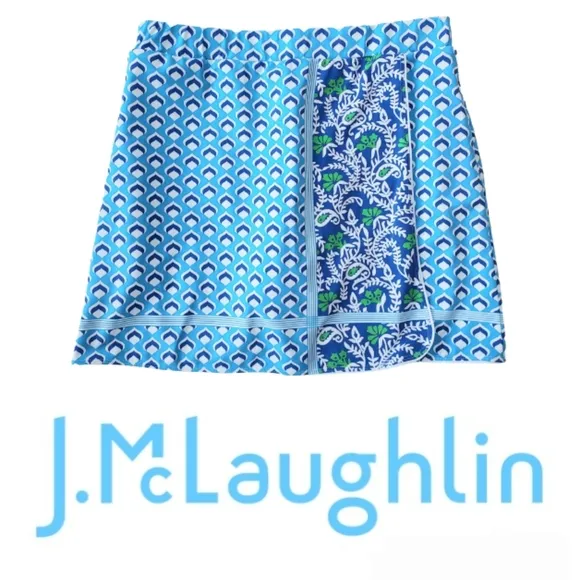 J. McLaughlin Blue White Print Skort Skirt  XS