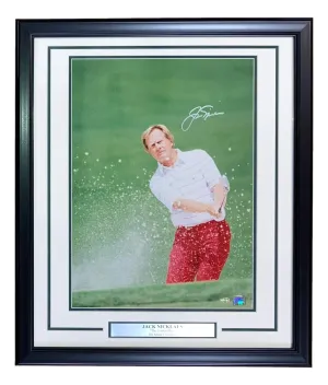Jack Nicklaus Signed Framed 16x20 PGA Sand Golf Photo Steiner Golden Bear Holos