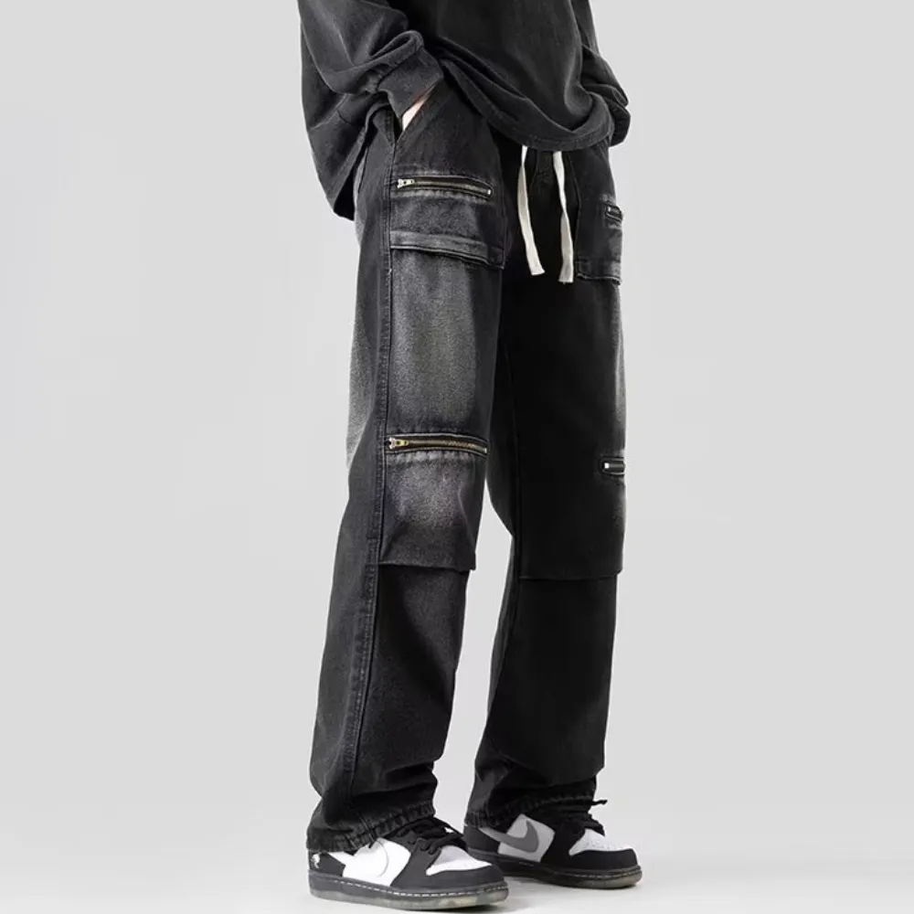 Japanese Multi-Pocket Drawstring Jeans