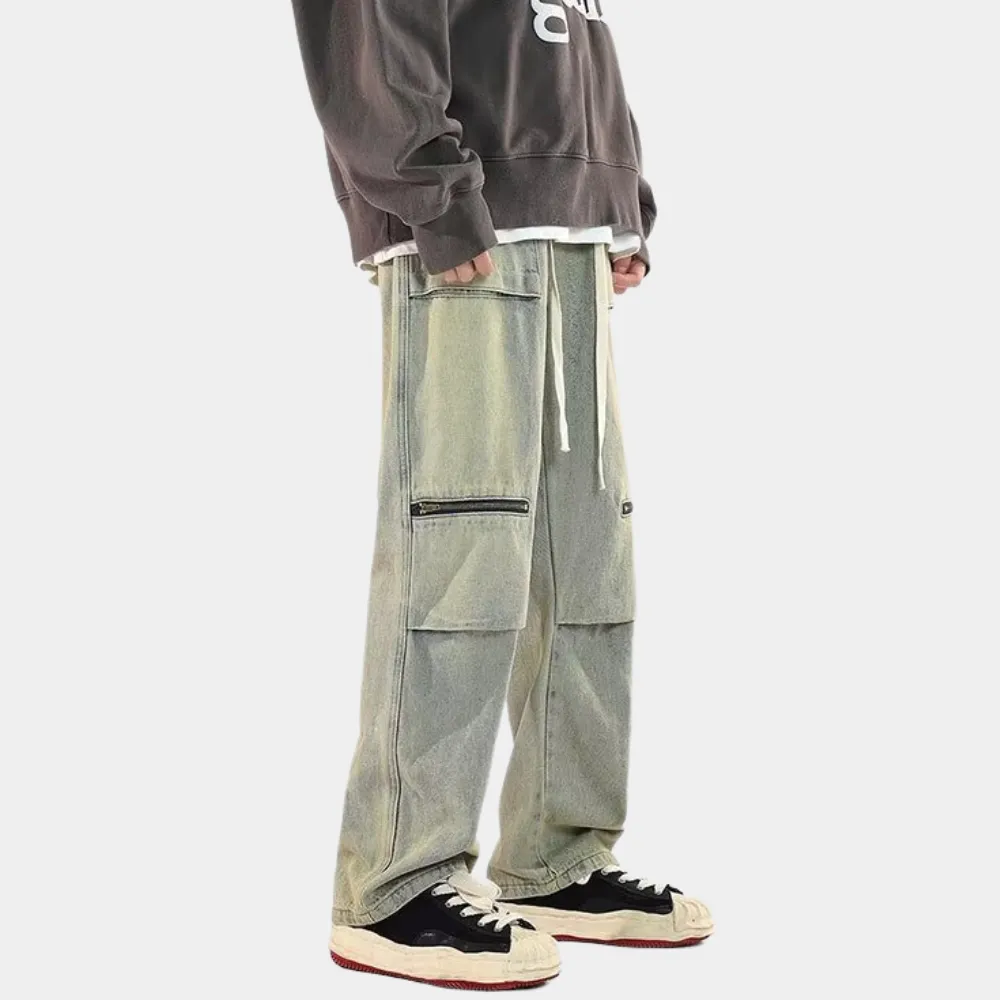 Japanese Multi-Pocket Drawstring Jeans