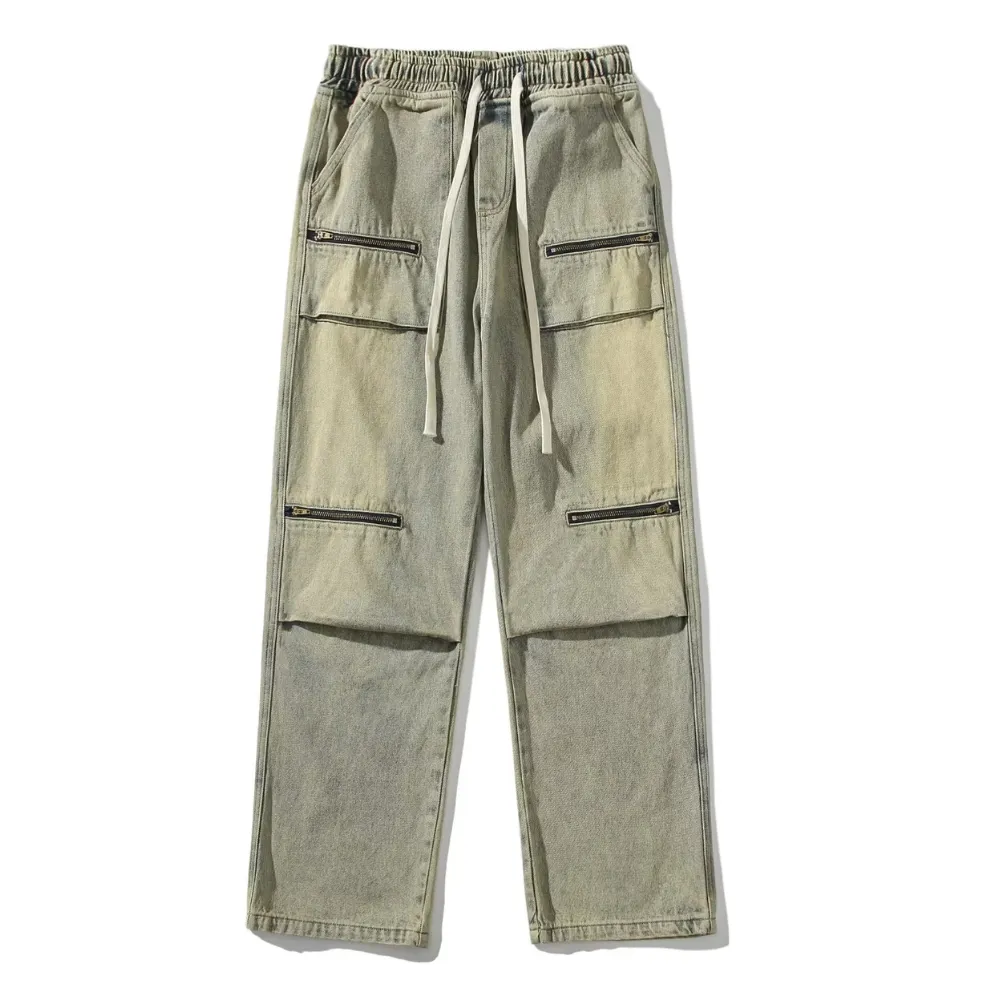 Japanese Multi-Pocket Drawstring Jeans