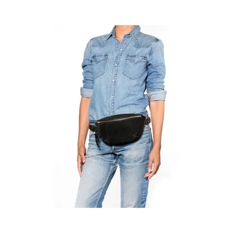 Jerome Dreyfuss Lino Banane Bag in Black Suede