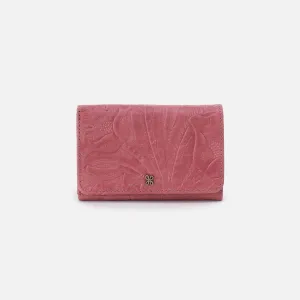 Jill Trifold Wallet In Tooled Embossed Leather - Mauve Tooled Emboss