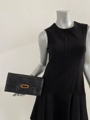 Jimmy Choo Wallet Clutch Black Glitter Lame Flap Bag