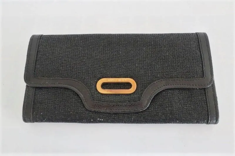 Jimmy Choo Wallet Clutch Black Glitter Lame Flap Bag
