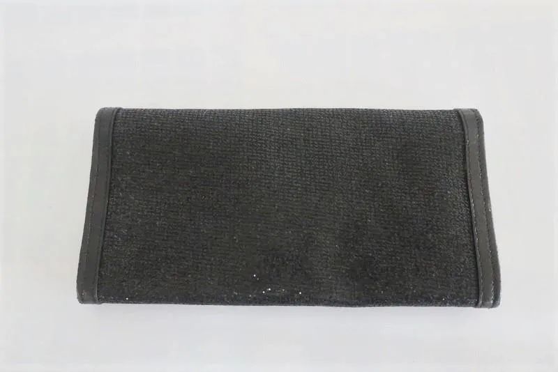 Jimmy Choo Wallet Clutch Black Glitter Lame Flap Bag