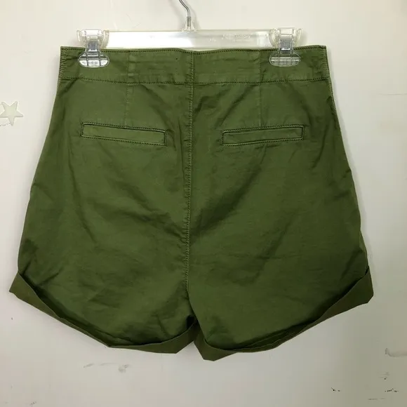 JOIE Xandria olive green paper bag high waist shorts