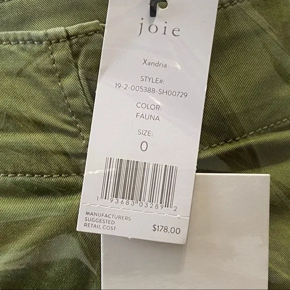 JOIE Xandria olive green paper bag high waist shorts