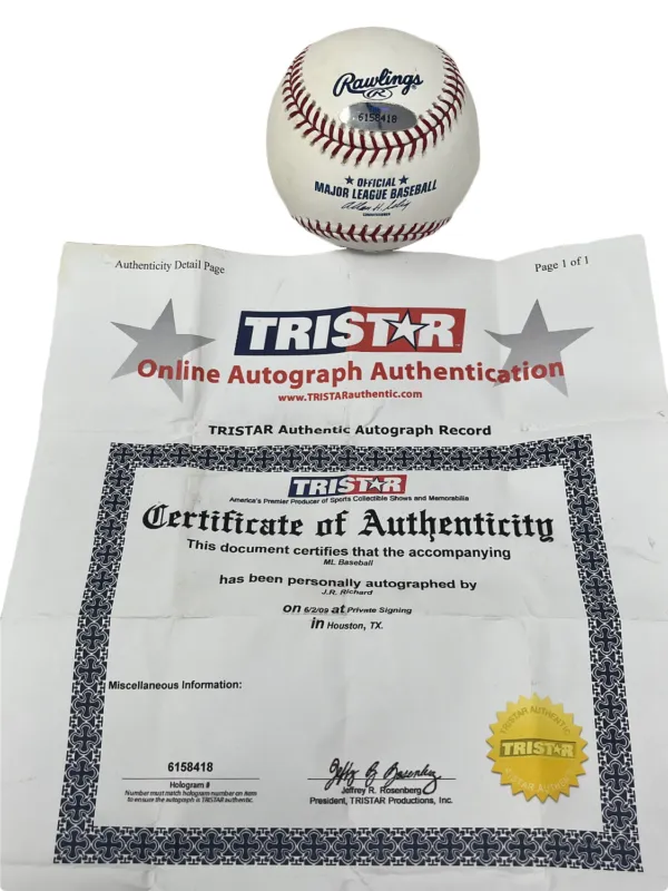 J.R Richard Autographed Houston Astros Official MLB Baseball TriStar