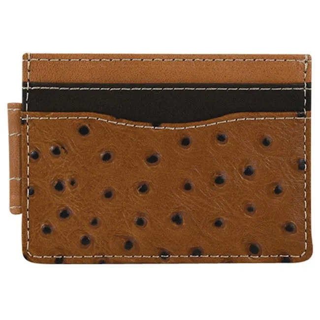 Justin Brown Ostrich Money Clip Card Wallet