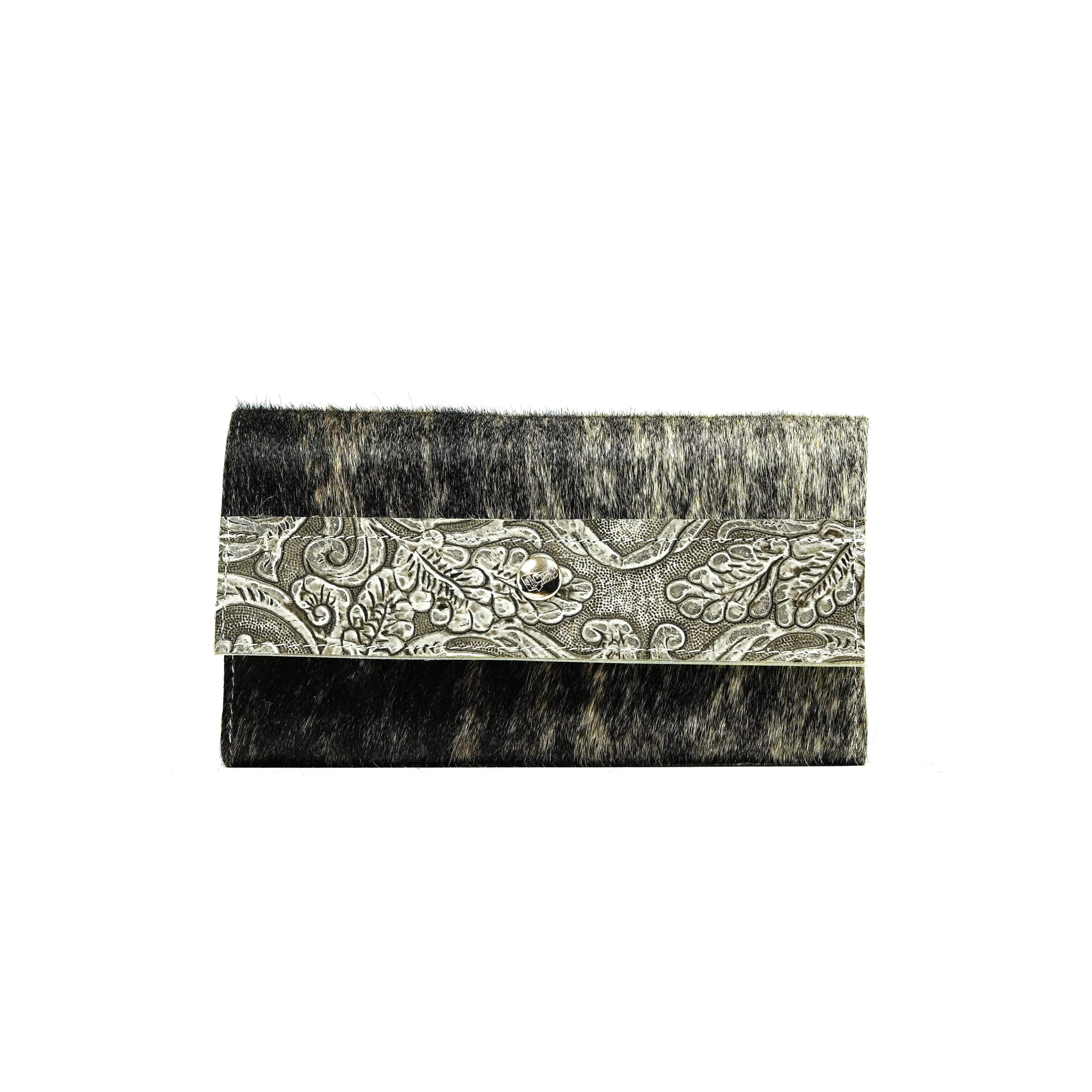 Kacey Wallet - Grey Brindle w/ Silver Tool
