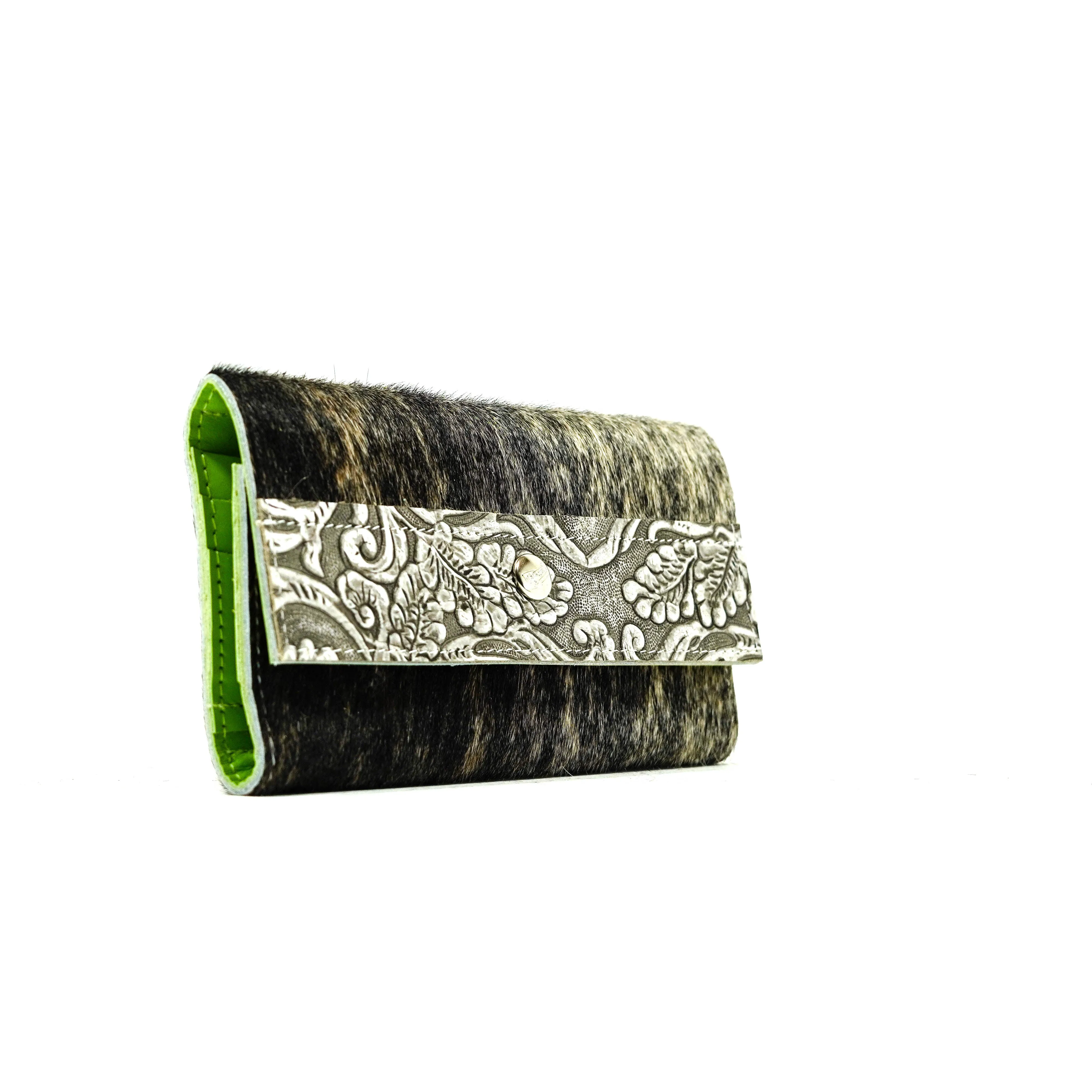 Kacey Wallet - Grey Brindle w/ Silver Tool