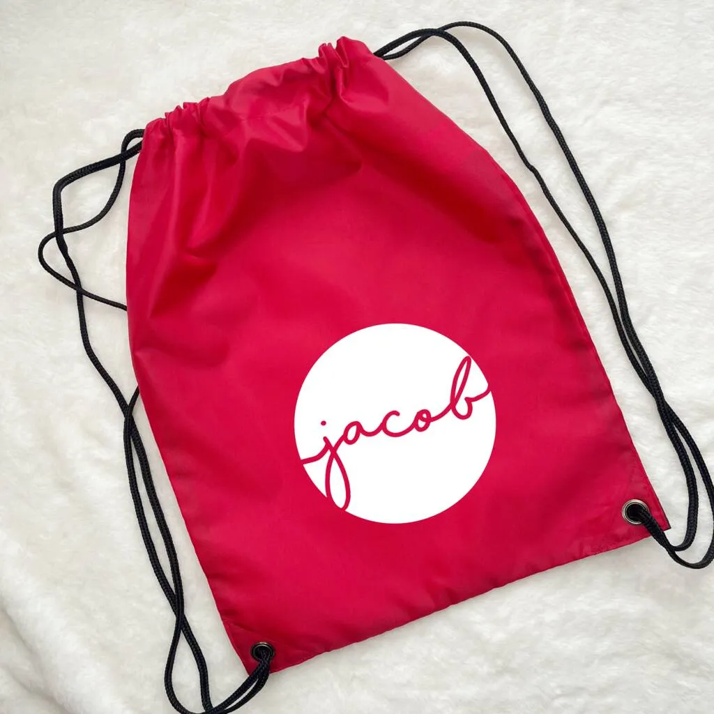 Kids Personalised Pe / Swimming Bag Circle Design