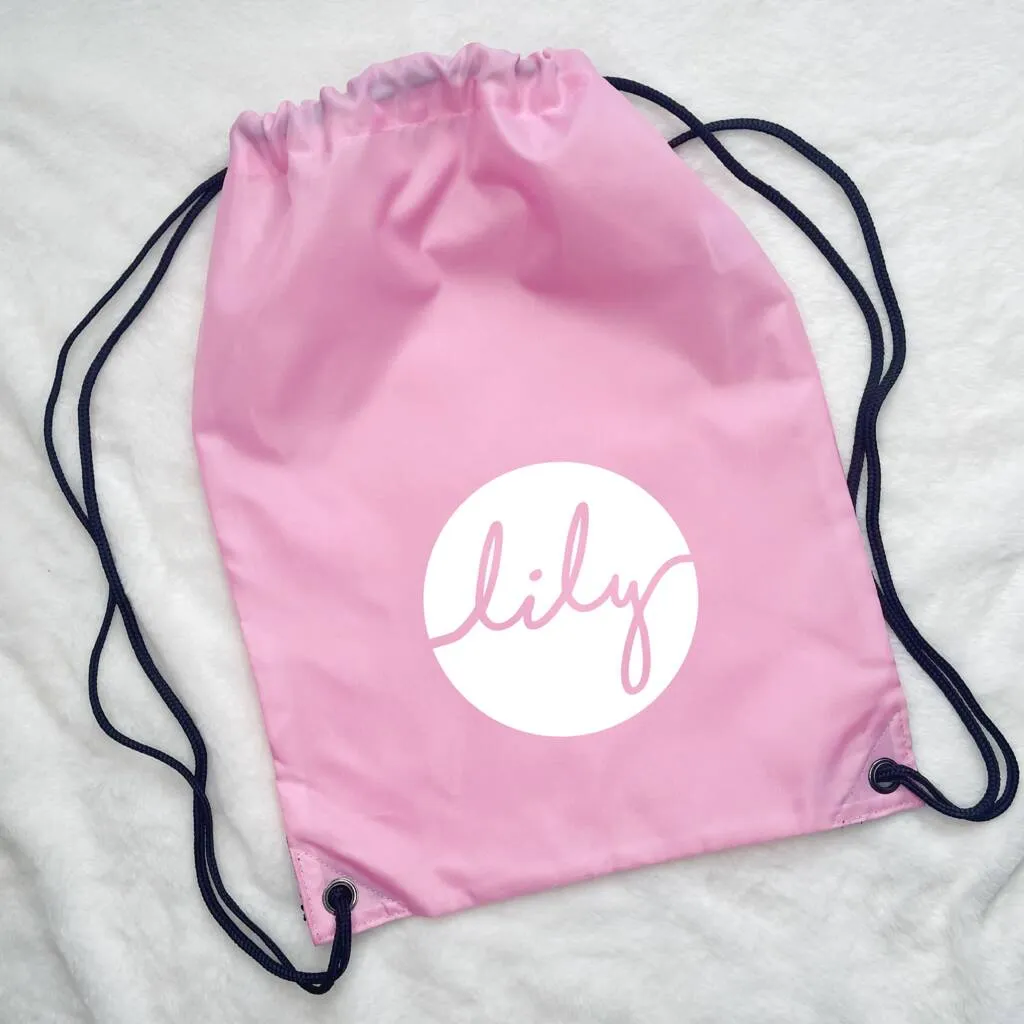 Kids Personalised Pe / Swimming Bag Circle Design