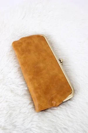 Kiss Lock Clutch: Mustard