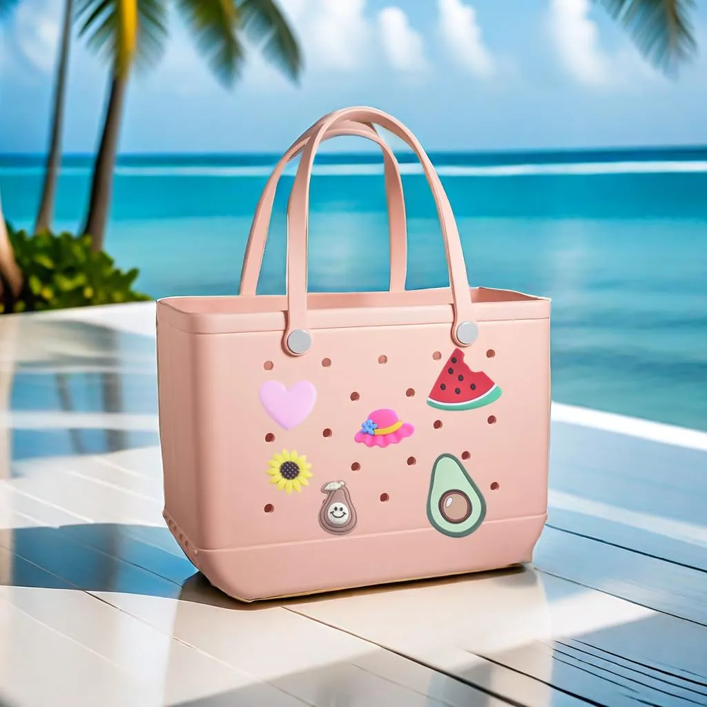 KJML DIY Charms for Bogg Bag 30pcs Charms for Bogg Bag Accessories Letters Flowers Baseball Beach Charms for Bogg Bag Cute Decoration Bag Charms for Bogg Bag Rubber Tote Beach Bags