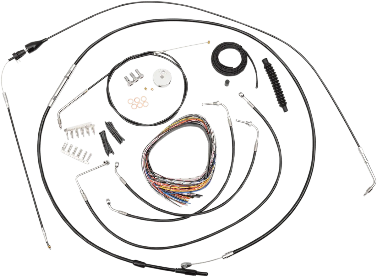 LA Choppers LA-8006KT2B-19B Complete Handlebar Cable and Brake Line Kit - Black Vinyl/Stainless