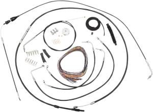 LA Choppers LA-8006KT2B-19B Complete Handlebar Cable and Brake Line Kit - Black Vinyl/Stainless