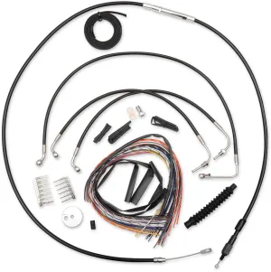 LA Choppers LA-8010KT2-16B Complete Handlebar Cable and Brake Line Kit - Black Vinyl/Stainless
