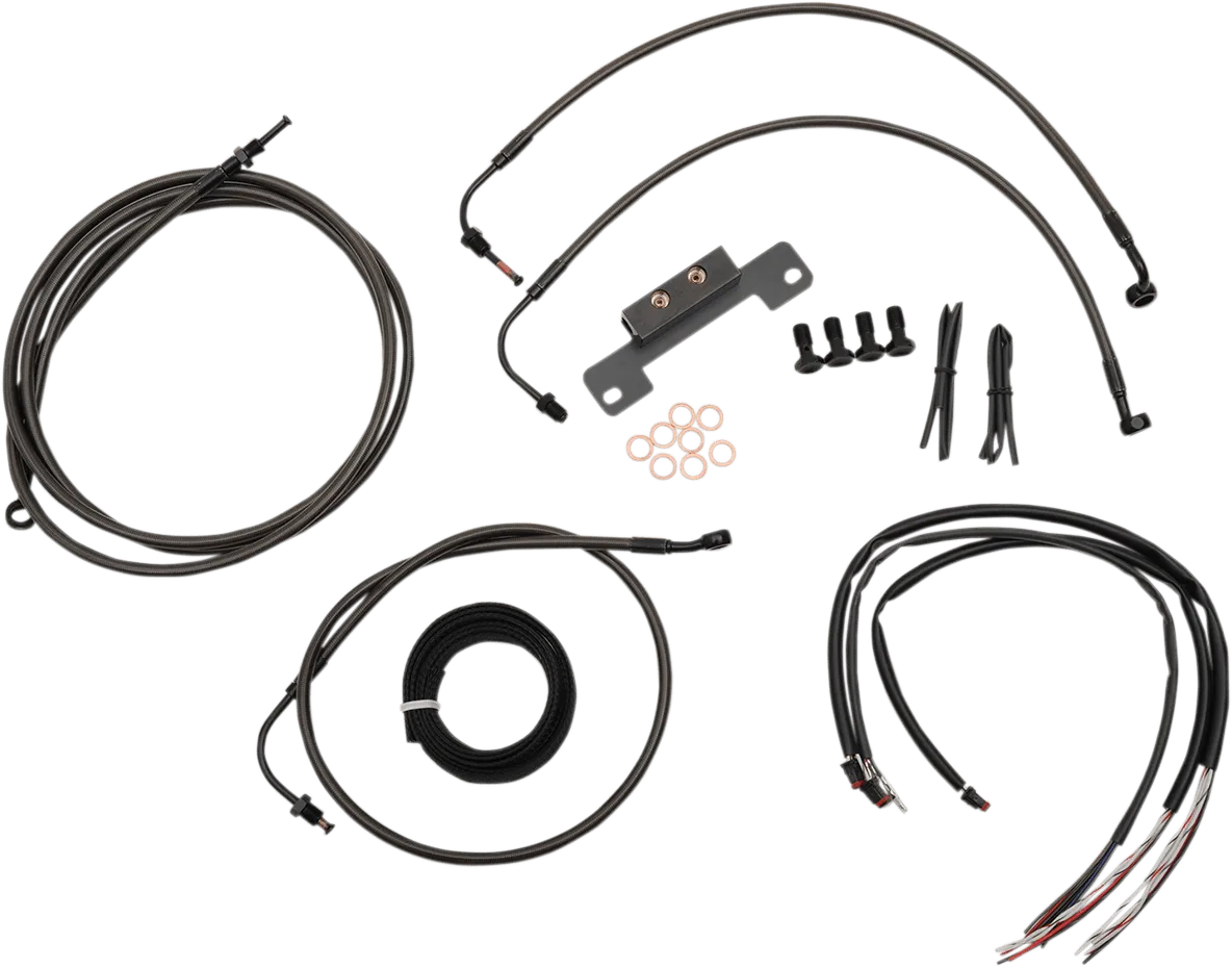 LA Choppers LA-8012KT2B-16M Complete Handlebar Cable/Brake & Clutch Line/Wire Kit - Midnight Black