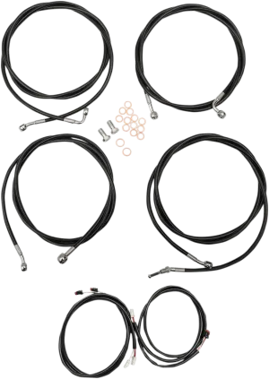 LA Choppers LA-8054KT3-08B Complete Handlebar Cable/Brake & Clutch Line/Wire Kit - Black Vinyl/Stainless Braided