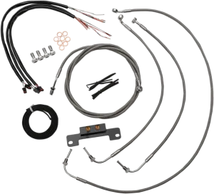 LA Choppers LA-8055KT2-08 Complete Handlebar Cable/Brake & Clutch Line/Wire Kit - Stainless Braided
