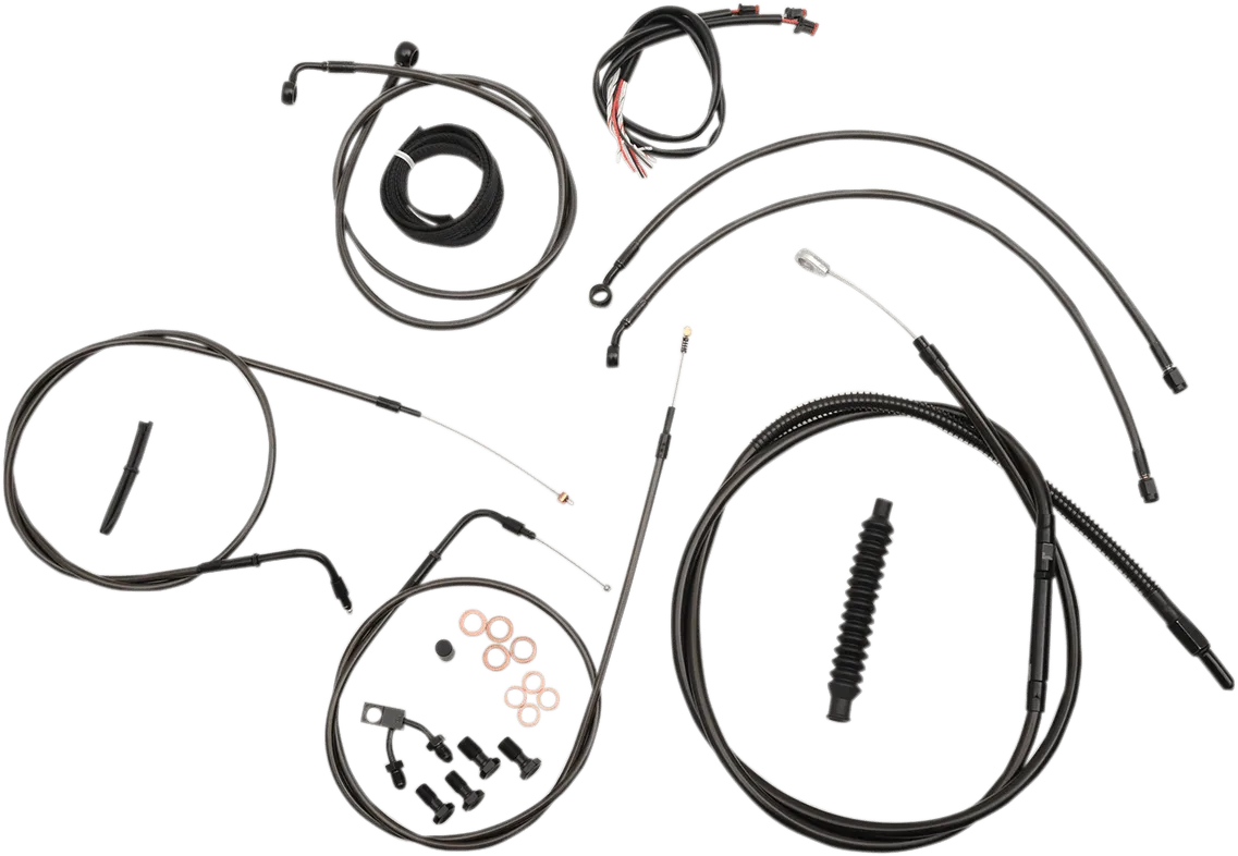 LA Choppers LA-8150KT2-19M Complete Handlebar Cable and Brake Line Kit - Midnight