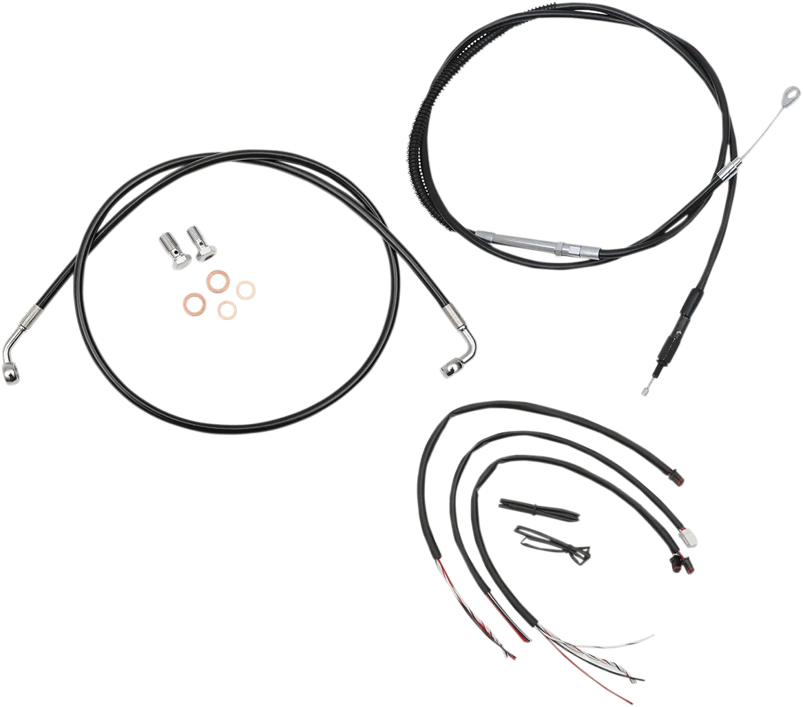 LA Choppers LA-8153KT2-16B Complete Handlebar Cable/Brake & Clutch Line/Wire Kit - Black Vinyl/Stainless Braided