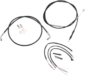 LA Choppers LA-8153KT2-16B Complete Handlebar Cable/Brake & Clutch Line/Wire Kit - Black Vinyl/Stainless Braided