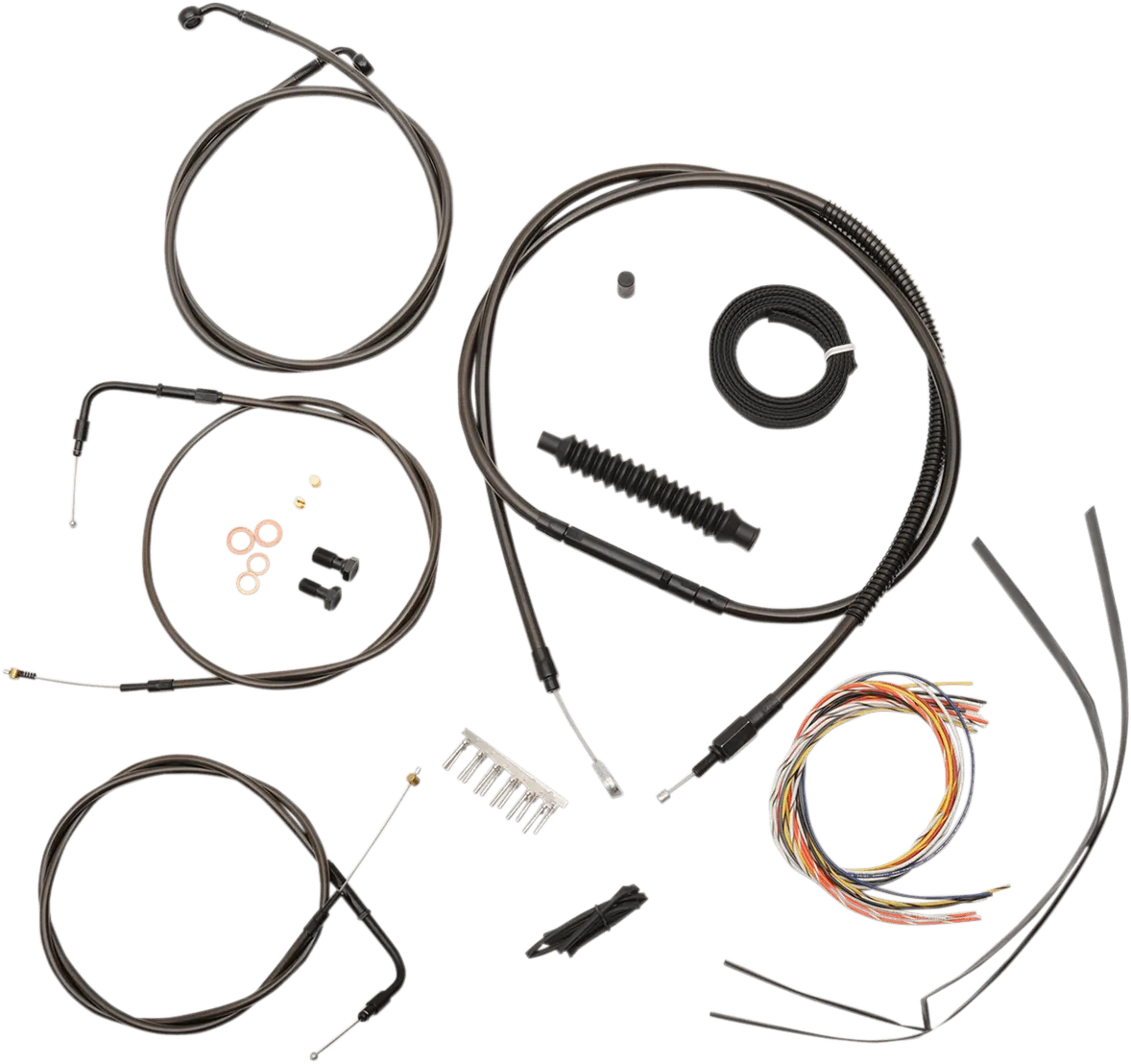 LA Choppers LA-8230KT2-19M Complete Handlebar Cable/Brake & Clutch Line/Wire Kit - Midnight Black