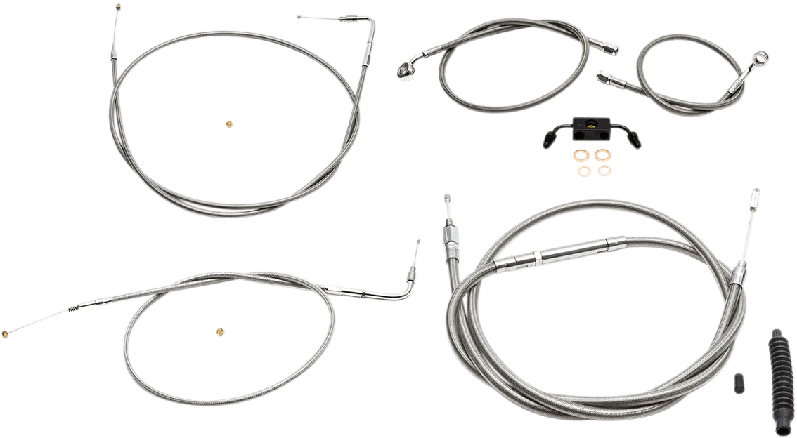 LA Choppers LA-8231KT-13 Standard Handlebar Cable/Brake & Clutch Line/Wire Kit - Stainless Braided
