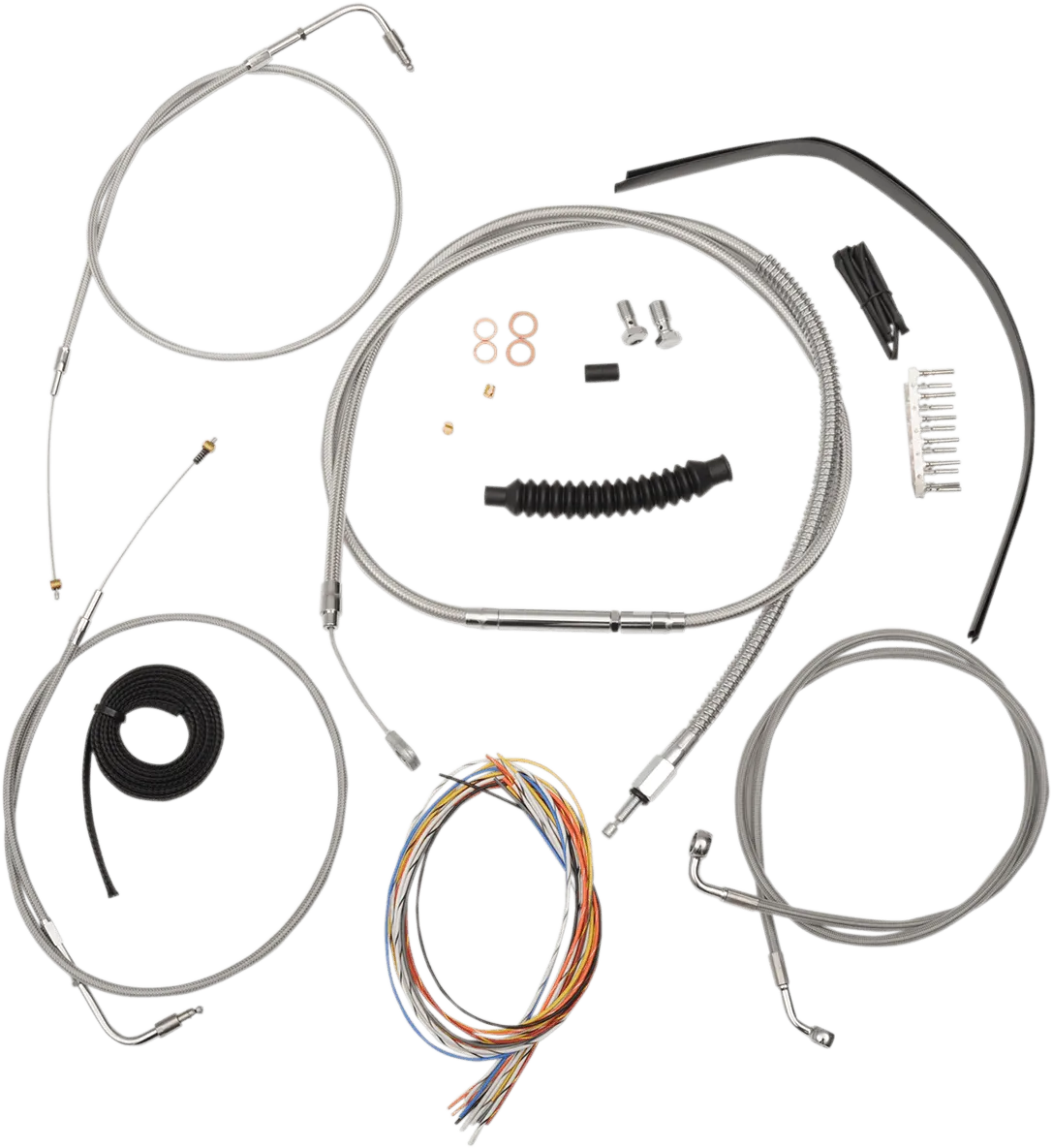 LA Choppers LA-8320KT2A-08 Complete Handlebar Cable/Brake & Clutch Line/Wire Kit - Stainless Braided