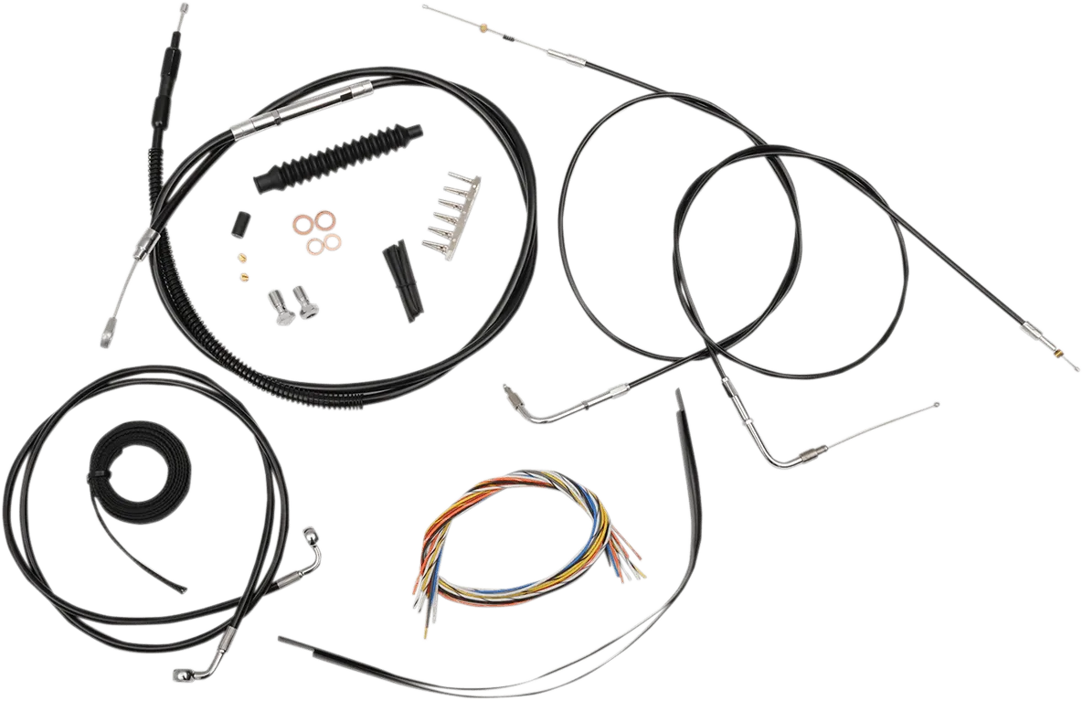 LA Choppers LA-8320KT2A-19B Complete Handlebar Cable and Brake Line Kit - Black Vinyl/Stainless