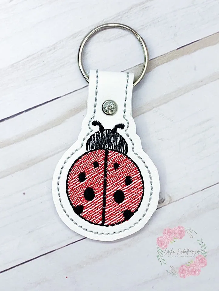 Lady bug  snap tab (fill and applique versions included) machine embroidery design DIGITAL DOWNLOAD