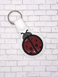 Lady bug  snap tab (fill and applique versions included) machine embroidery design DIGITAL DOWNLOAD