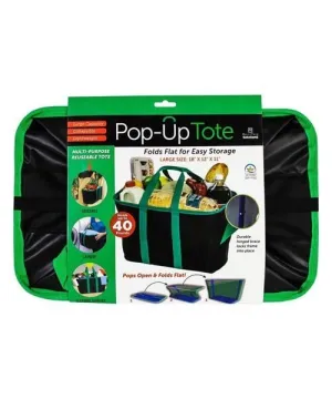 Large Capacity lightweight collapsible Pop-Up Tote! Use for groceries (fits in carts), Laundry, Trunk Organizer etc! rigid frame with locking hinge it should withstand any carrying task