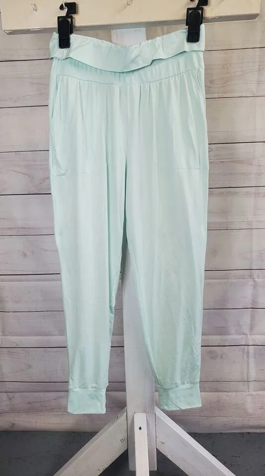 LARGE SEAFOAM A469368 Denim & Co. Comfort Zone Jersey Foldover Waist Joggers