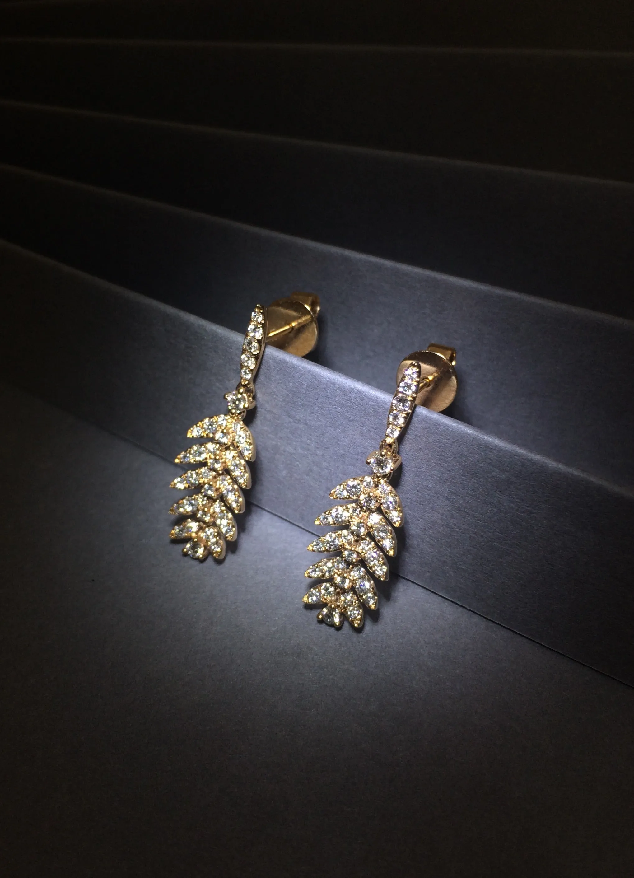 Leaf Drop Diamond Earrings