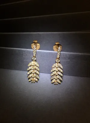 Leaf Drop Diamond Earrings