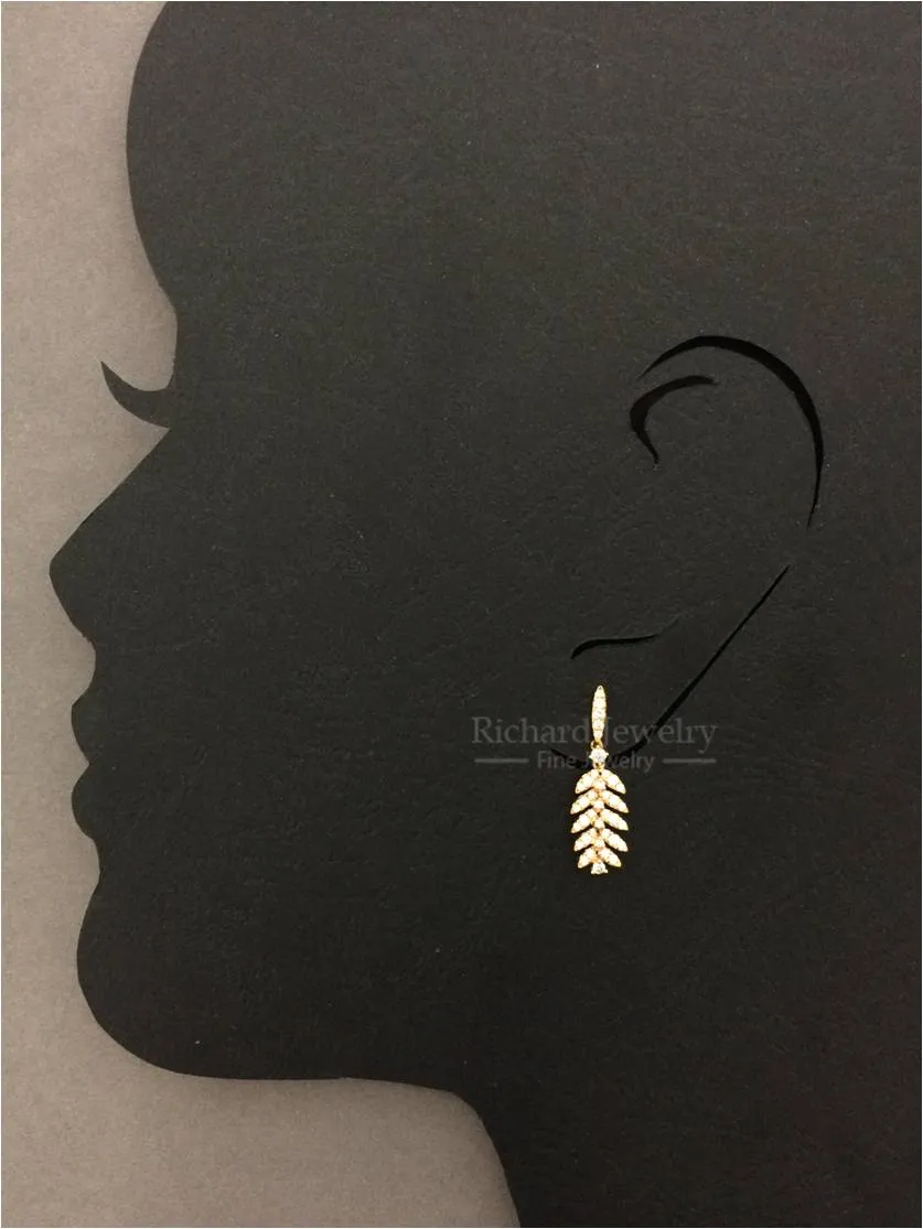 Leaf Drop Diamond Earrings