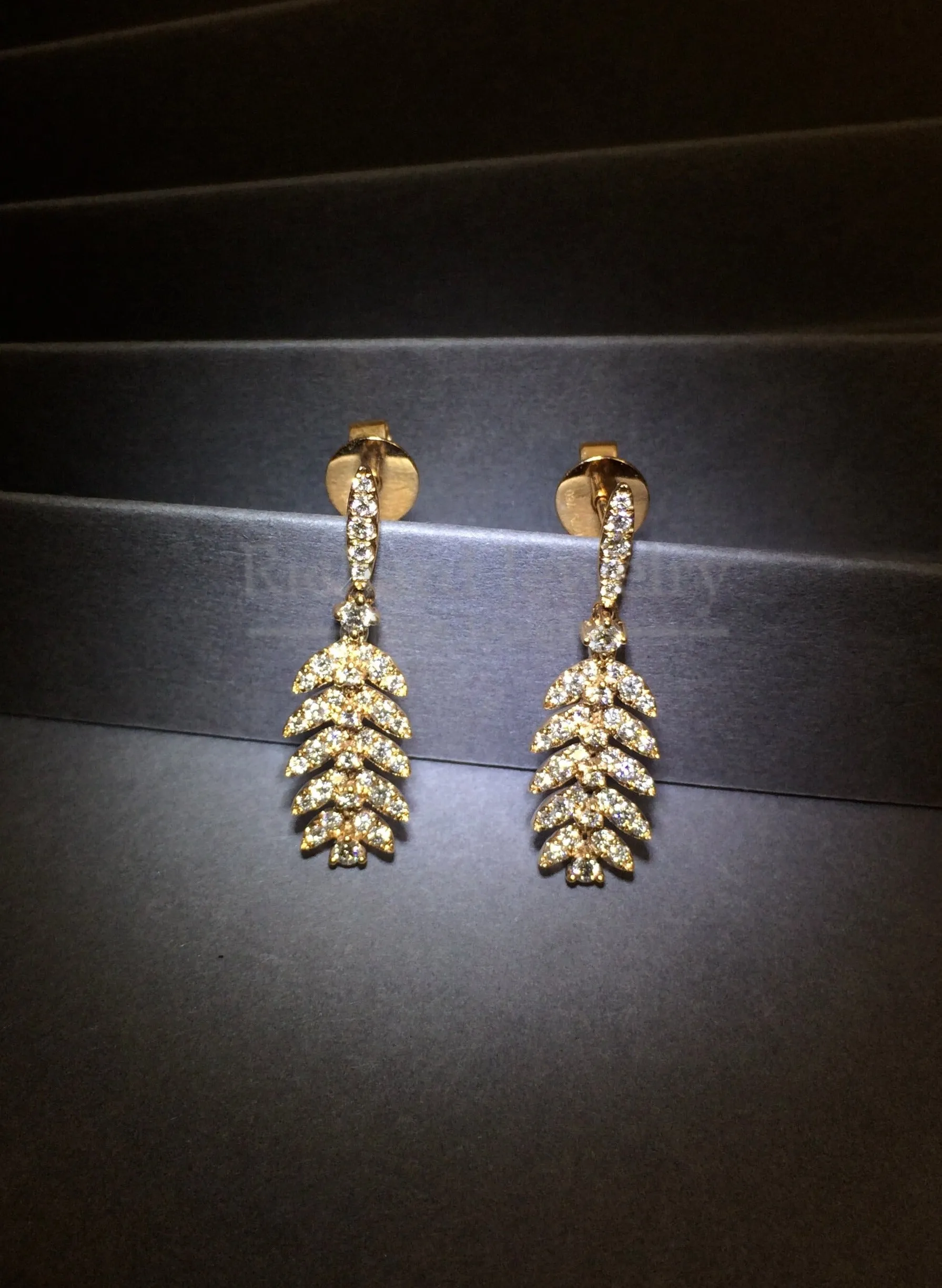 Leaf Drop Diamond Earrings